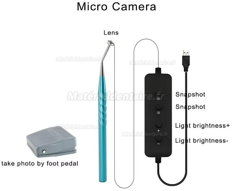 Caméra intraorale numérique LED Visual avec commande au pied